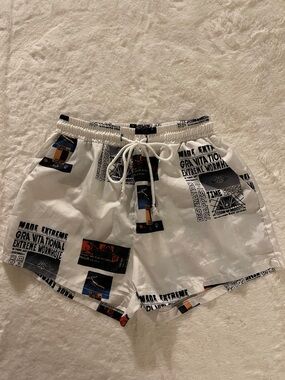 SHEIN White Space Themed Drawstring Shorts SZ M